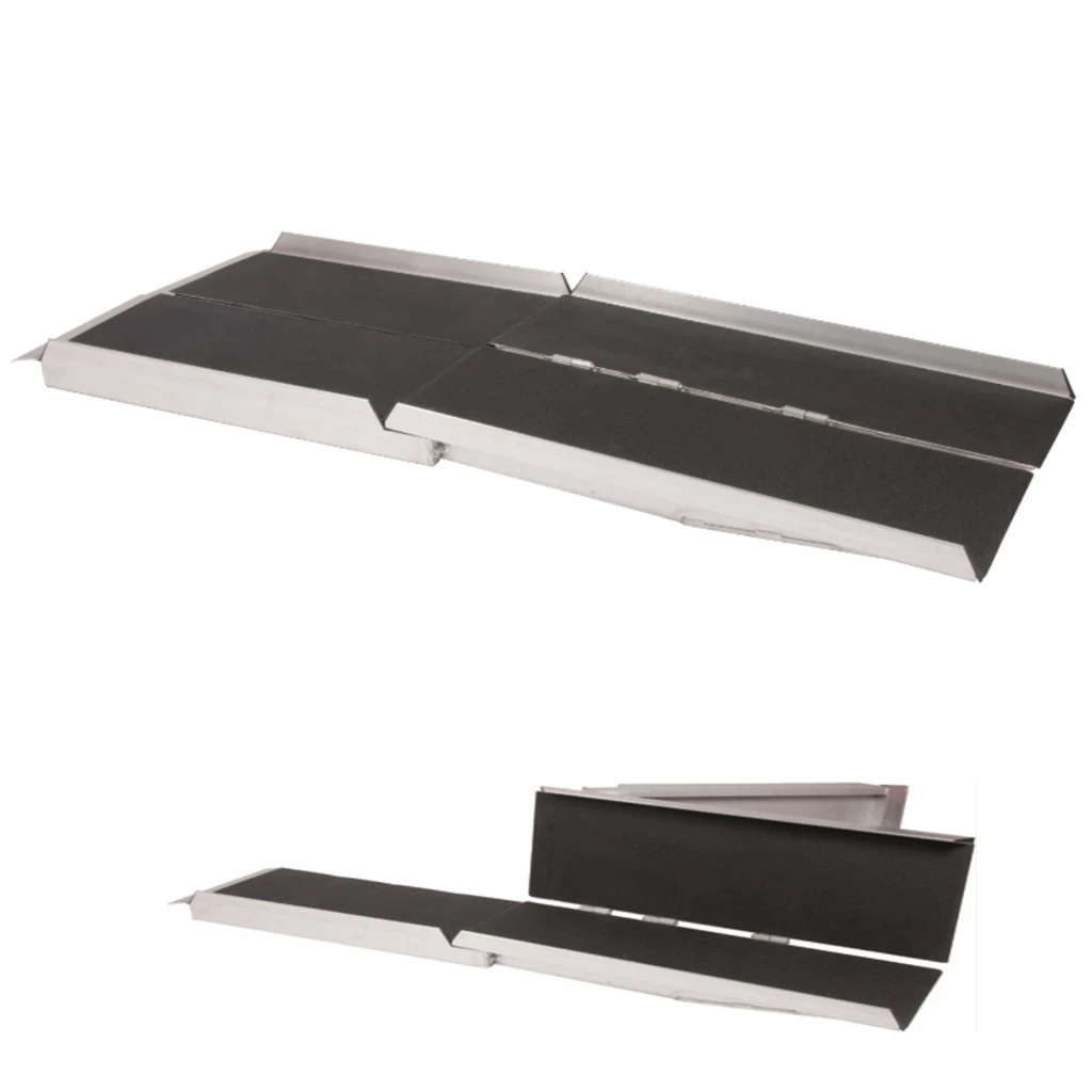 Rollstuhl Kofferrampe 180x76cm, Belastbar Bis 300kg, Rampe Aus Aluminium, Faltbar, Mit Friktionsbelag 4 Rollstuhl Kofferrampe 180x76cm, Belastbar Bis 300kg, Rampe Aus Aluminium, Faltbar, Mit Friktionsbelag – Bild 2