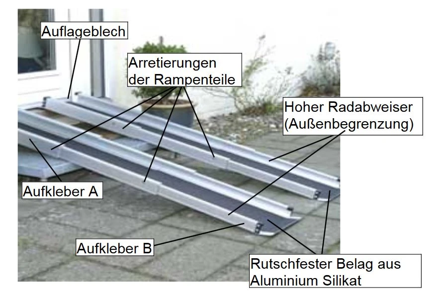 Mobilex Aluminium Rollstuhl-Teleskoprampe Alligator, 19 Cm, Versch. Längen (150-210-300cm), Bis 225 Kg Belastbar 7 Mobilex Aluminium Rollstuhl-Teleskoprampe Alligator, 19 Cm, Versch. Längen (150-210-300cm), Bis 225 Kg Belastbar – Bild 5