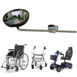 Universal Spiegel Fest R22, Für Rollstühle, Elektromobile, E-Rollstühle + Rollatoren, 25 Cm Lange Ausführung, Verchromt, Rückspiegel Für 22 MmØ
