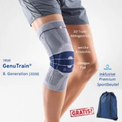 Aktion Bauerfeind GenuTrain Titan Standard, Aktivbandage Kniegelenk, 8. Generation, Inkl. Sportbeutel