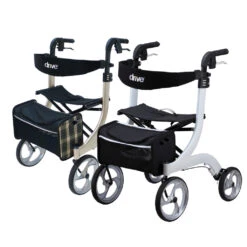Rollator Drive Nitro, Leichtgewichtsrollator Für Innen Und Draußen, Mit Verschließbarer Gepäcktasche, Große Lenkräder, Mit Stockhalter, Ankipphilfe, Bis 130kg