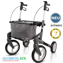 TOPRO Olympos ATR Rollator, M (Benutzergröße 150–195 Cm), Schwarz, Mit Offroad-Räder, Der Outdoor Rollator, Faltbar, Leichtgewicht, Bis 150kg