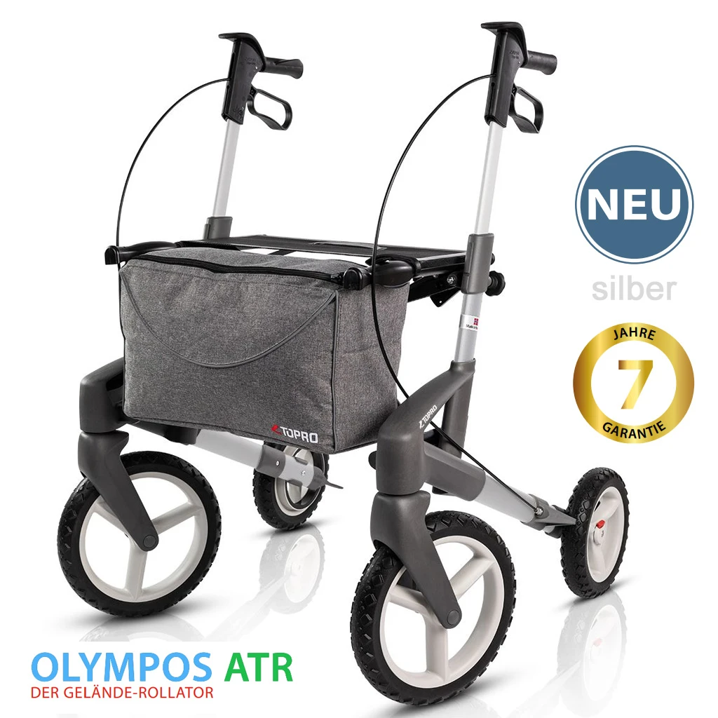 TOPRO Olympos ATR Rollator, M (Benutzergröße 150–195 Cm), Silber, Mit Offroad-Räder, Der Outdoor Rollator, Faltbar, Leichtgewicht, Bis 150kg 3 TOPRO Olympos ATR Rollator, M (Benutzergröße 150–195 Cm), Silber, Mit Offroad-Räder, Der Outdoor Rollator, Faltbar, Leichtgewicht, Bis 150kg