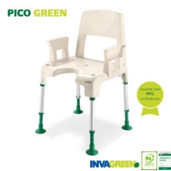 (AV) Aquatec Pico Green Duschstuhl Komplett, Duschhocker Mit Rücken- Und Armlehnen, Mit Holzanteil Und Natürlich Anti­bakterieller Wirkung, Sicher Und Um­welt­freund­lich Duschen Mit Picogreen