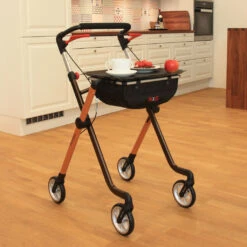 Rehasense Pixel Indoor Rollator, Nur 5,2kg, Schmale, Spezielle Funktionale Bauweise, PU-Softbereifung, Toffee-braun, Bis 110kg Belastbar