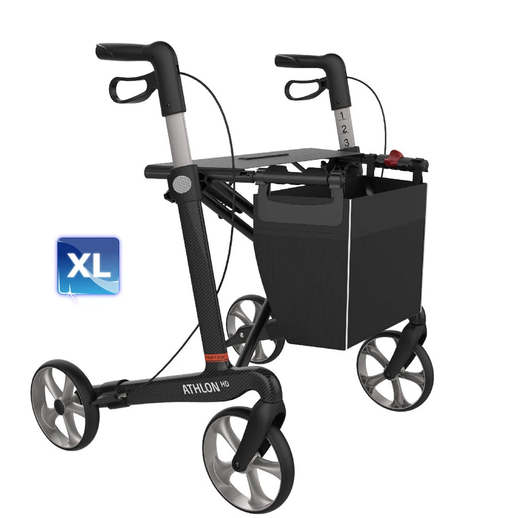 Athlon HD Superleicht Carbon-Rollator, Mit Original-TPE-Räder, Ab 6 Kg, Gehwagen Mit Einkaufstasche & Stockhalter, Sitzbreite 55cm, XL Version Bis 200kg 4 Athlon HD Superleicht Carbon-Rollator, Mit Original-TPE-Räder, Ab 6 Kg, Gehwagen Mit Einkaufstasche & Stockhalter, Sitzbreite 55cm, XL Version Bis 200kg – Bild 2