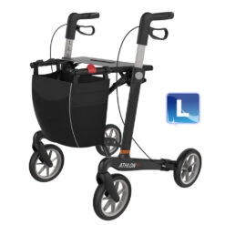 Athlon SL Superleicht Carbon-Rollator, Mit Komfort Soft-Räder (stoßabsorbierend), Ab 5 Kg, Gehwagen Mit Einkaufstasche & Stockhalter, Bis 150kg, Original Carbon Black Edition -Coloplast Verkaufsgeschäft RHS Athlon SL Soft black L