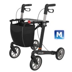 Athlon SL Superleicht Carbon-Rollator, Mit Komfort Soft-Räder (stoßabsorbierend), Ab 5 Kg, Gehwagen Mit Einkaufstasche & Stockhalter, Bis 150kg, Original Carbon Black Edition -Coloplast Verkaufsgeschäft RHS Athlon SL Soft black M