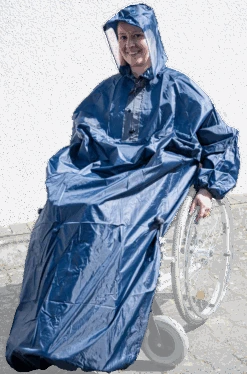 MPB Standard-Regencape Für Rollstuhlfahrer, Blau, Kapuze Mit Fenster