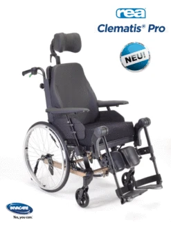 Invacare Rea Clematis PRO (neue Serie) Multifunktionsrollstuhl, Pflegerollstuhl Gepolstert, Bequem Und Leicht Fahrbar, Bis 135kg