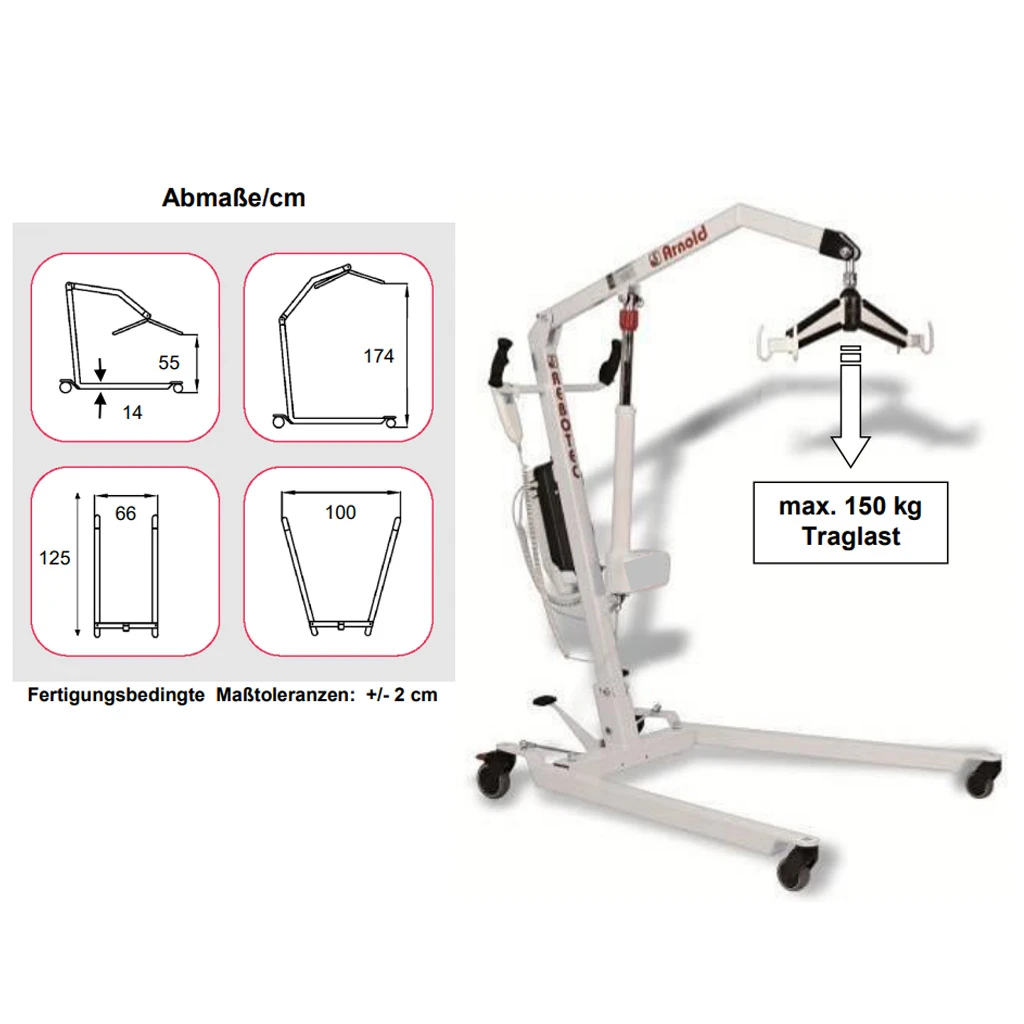 Rebotec Patientenlifter Arnold 150 Praktische Und Einfache Bedienung (inkl. Universalgurt Größe M/L) 5 Rebotec Patientenlifter Arnold 150 Praktische Und Einfache Bedienung (inkl. Universalgurt Größe M/L) – Bild 3