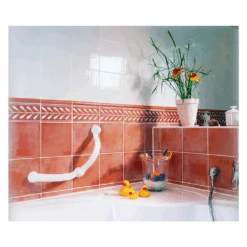 Rebotec Cascade Wandhaltegriff, Haltegriff Robust Und Universell Einsetzbar, Vollkunststoff, Ergogriff, Weiß, 29cm