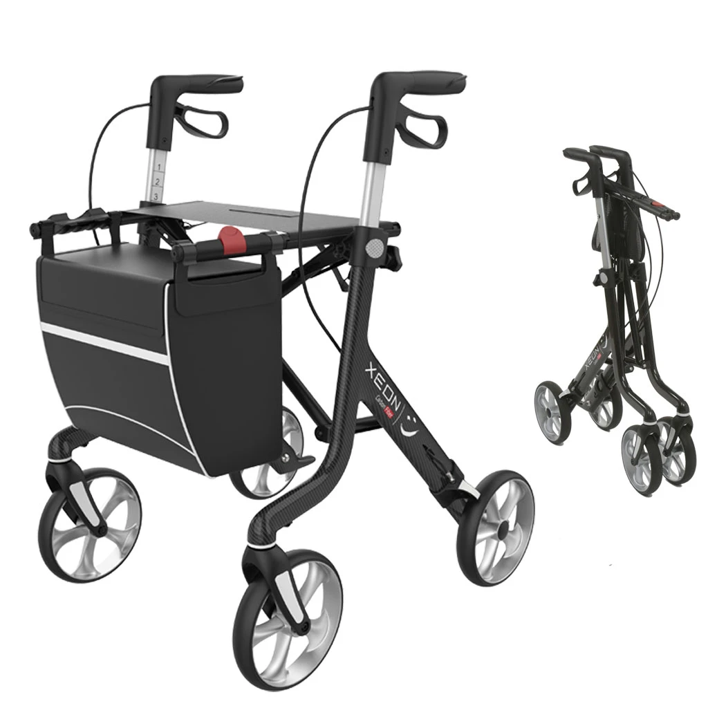 Xeon Carbon Rollator Exklusiv (M), Ultra Leichtgewichts Rollator Niedrig, Gehwagen Mit Bequemer Sitzhöhe 54cm, Griffhöhe 72-85cm, Mit Nur 4,8 Kg Einer Der Leichtesten Leichtgewicht-Rollatoren, Inkl. Stockhalter, Bis 150kg Belastbar 5 Xeon Carbon Rollator Exklusiv (M), Ultra Leichtgewichts Rollator Niedrig, Gehwagen Mit Bequemer Sitzhöhe 54cm, Griffhöhe 72-85cm, Mit Nur 4,8 Kg Einer Der Leichtesten Leichtgewicht-Rollatoren, Inkl. Stockhalter, Bis 150kg Belastbar – Bild 3