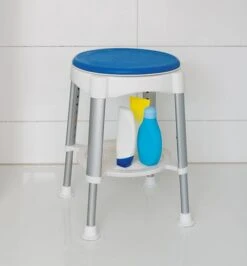 Duschhocker Mit Soft-Drehsitz Und Ablage, Praktisch Und Komfortabel, Bis 150kg