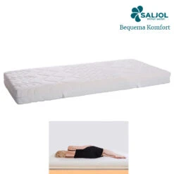 Bequema Komfort Matratze, Kaltschaum-Matratze, 90x200cm, Höhe 15cm, Softschaumauflage, Stütz-Noppenschicht, Stabiler Unterbau, Atmungsaktiv, Haut-sympathischer Frottee-Bezug