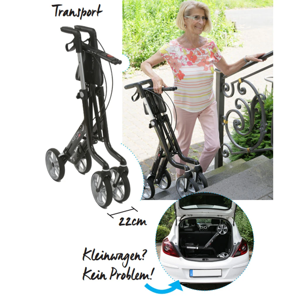 Xeon Carbon Rollator Exklusiv (M), Ultra Leichtgewichts Rollator Niedrig, Gehwagen Mit Bequemer Sitzhöhe 54cm, Griffhöhe 72-85cm, Mit Nur 4,8 Kg Einer Der Leichtesten Leichtgewicht-Rollatoren, Inkl. Stockhalter, Bis 150kg Belastbar 7 Xeon Carbon Rollator Exklusiv (M), Ultra Leichtgewichts Rollator Niedrig, Gehwagen Mit Bequemer Sitzhöhe 54cm, Griffhöhe 72-85cm, Mit Nur 4,8 Kg Einer Der Leichtesten Leichtgewicht-Rollatoren, Inkl. Stockhalter, Bis 150kg Belastbar – Bild 5