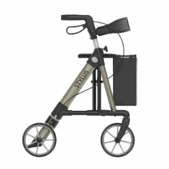 STYLUS BX Leichtgewichts-Rollator, HMV, Alu Leichtbau, Farbe Champagner, TPE-Räder, Rückengurt, Stockhalter, Einkaufstasche, Nur 6.5kg, Bis 150kg Belastbar