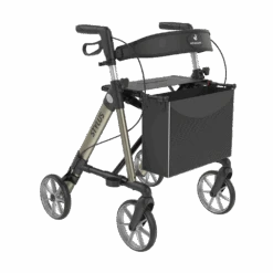 STYLUS BX Leichtgewichts-Rollator, HMV, Alu Leichtbau, Farbe Champagner, TPE-Räder, Rückengurt, Stockhalter, Einkaufstasche, Nur 6.5kg, Bis 150kg Belastbar -Coloplast Verkaufsgeschäft STYLUS L Champ 02