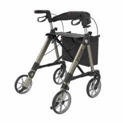 STYLUS BX Leichtgewichts-Rollator, HMV, Alu Leichtbau, Farbe Champagner, TPE-Räder, Rückengurt, Stockhalter, Einkaufstasche, Nur 6.5kg, Bis 150kg Belastbar -Coloplast Verkaufsgeschäft STYLUS L Champ 03