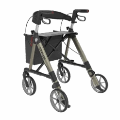 STYLUS BX Leichtgewichts-Rollator, HMV, Alu Leichtbau, Farbe Champagner, TPE-Räder, Rückengurt, Stockhalter, Einkaufstasche, Nur 6.5kg, Bis 150kg Belastbar -Coloplast Verkaufsgeschäft STYLUS L Champ 04
