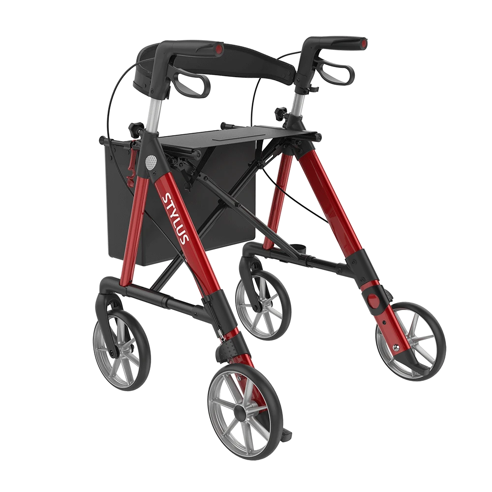 STYLUS BX Leichtgewichts-Rollator, HMV, Alu Leichtbau, Farbe Fresh Red, TPE-Räder, Rückengurt, Stockhalter, Einkaufstasche, Nur 6.5kg, Bis 150kg Belastbar 5 STYLUS BX Leichtgewichts-Rollator, HMV, Alu Leichtbau, Farbe Fresh Red, TPE-Räder, Rückengurt, Stockhalter, Einkaufstasche, Nur 6.5kg, Bis 150kg Belastbar – Bild 3