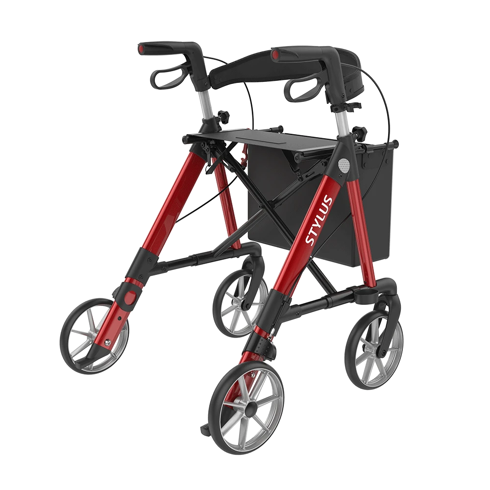 STYLUS BX Leichtgewichts-Rollator, HMV, Alu Leichtbau, Farbe Fresh Red, TPE-Räder, Rückengurt, Stockhalter, Einkaufstasche, Nur 6.5kg, Bis 150kg Belastbar 6 STYLUS BX Leichtgewichts-Rollator, HMV, Alu Leichtbau, Farbe Fresh Red, TPE-Räder, Rückengurt, Stockhalter, Einkaufstasche, Nur 6.5kg, Bis 150kg Belastbar – Bild 4
