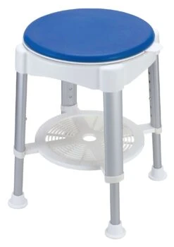 Duschhocker Komfort Mit Soft Drehsitz, Inkl. Ablagefach, Mit Runder Sitzfläche, Höhenverstellbar 42-58cm, Bis 150 Kg