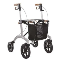 Saljol Alu Rollator, Pearl Grey, Kork Design, Aluminium Ultra Leichtgewicht Rollator, All-Terrain (Indoor + Outdoor), Nur 6.4kg, Bis 150kg