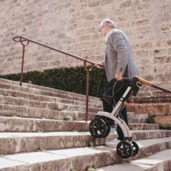 Saljol Alu Rollator, Pearl Grey, Kork Design, Aluminium Ultra Leichtgewicht Rollator, All-Terrain (Indoor + Outdoor), Nur 6.4kg, Bis 150kg -Coloplast Verkaufsgeschäft Saljol Rolltor Alu 04 1