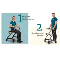 Saljol Wohnraumrollator, WR55, Mit Handbremse, Inkl. Sitzbrett, Velvet Grau, Indoor Rollator -Coloplast Verkaufsgeschäft Saljol Wohnraumrollator 1 2 1