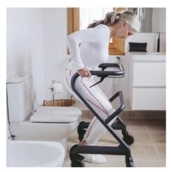 Saljol Wohnraumrollator, WR55, Mit Handbremse, Inkl. Sitzbrett, Velvet Grau, Indoor Rollator -Coloplast Verkaufsgeschäft Saljol Wohnraumrollator Toilette 1