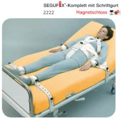 Segufix Komplett 5-Punkt-Fixierung Von Patienten Im Bett, Mit Schrittgurt Und Magnetschloss­-System, Inkl. Schultergurt, Handgurte & Fußgurte, Größen S,M,L, Schwer Entflammbar