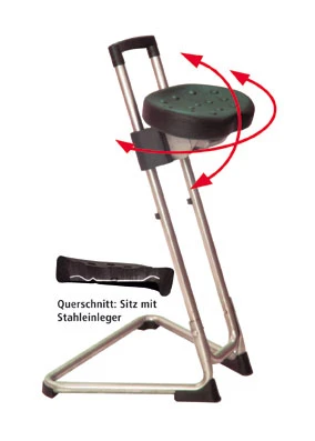Stehhilfe - Die Standhafte, Gestell Verchromt, Sehr Stabiler Stehstuhl Mit Drehsitz, GS Geprüft, Bis 120kg 4 Stehhilfe - Die Standhafte, Gestell Verchromt, Sehr Stabiler Stehstuhl Mit Drehsitz, GS Geprüft, Bis 120kg – Bild 2