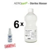 Aeropart Steriles Wasser, Sterilwasser Für Die Inhalation & O2-Atemgasbefeuchtung Sauerstoff (6 X 1000ml) STW 1000 FLD + Gratis ElinaMed 2in1 50ml Desinfektionsspray