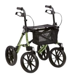 Dietz Taima XC PU Rollator Grün, PU-Bereifung, Neues Modell, Leichtgewicht Nur 9,8 Kg, Bis 150kg Belastbar