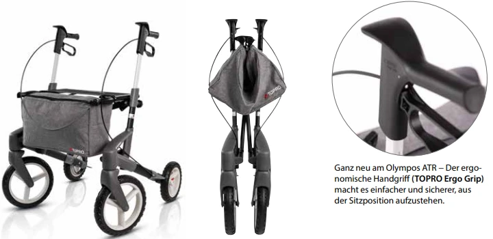 TOPRO Olympos ATR Rollator, S (Benutzergröße140–170 Cm), Silber, Mit Offroad-Räder, Der Outdoor Rollator, Faltbar, Leichtgewicht, Bis 150kg 8 TOPRO Olympos ATR Rollator, S (Benutzergröße140–170 Cm), Silber, Mit Offroad-Räder, Der Outdoor Rollator, Faltbar, Leichtgewicht, Bis 150kg – Bild 6