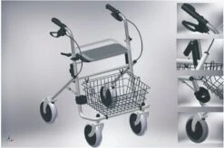 Duopack = 2 X Trendmobil Standard Rollator, Faltbar, Rollator Mit Korb, Tablett Und Stockhalter, Silber, Bis 120kg -Coloplast Verkaufsgeschäft TRE Rollator S01 1