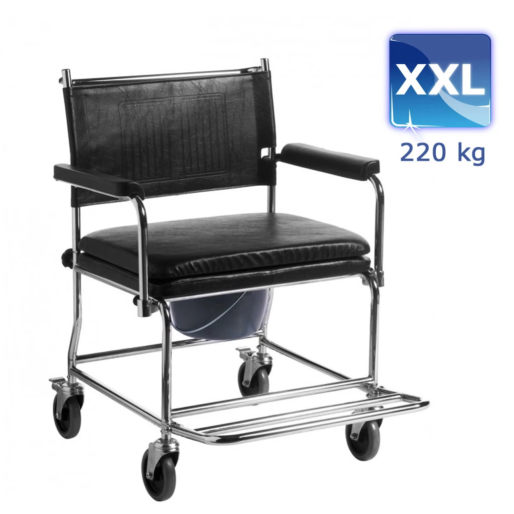 Trendmobil Toilettenrollstuhl TSF XXL Bis 220kg, Inkl. Eimer Und Sitzpolster, Sitzbreite 55-60-65cm, Toilettenstuhl Mit Verchromten Stahlrahmen 3 Trendmobil Toilettenrollstuhl TSF XXL Bis 220kg, Inkl. Eimer Und Sitzpolster, Sitzbreite 55-60-65cm, Toilettenstuhl Mit Verchromten Stahlrahmen