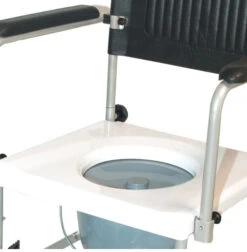 Drive Transport-Toilettenrollstuhl, HMV, Bis 130 Kg Belastbar, Toilettenstuhl Komplettset, Sitzbrille + Sitzpolster, Eimer + Deckel, Beinstützen Abschwenkbar -Coloplast Verkaufsgeschäft TRS 130 Sitz 3