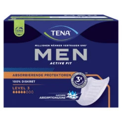 Die Neue TENA Men Active Fit Level 3 (16 Stück), HMV, Inkontinenz Männer Einlagen, Absorbierende Protektoren, Bei Starkem Harnverlust