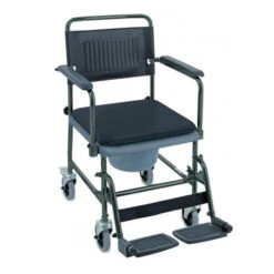 Invacare H720T Toilettenstuhl - Ein Stabiler Toiletten-Rollstuhl (Kranken-Nachtstuhl), Inkl. Eimer, Beinstützen, Armlehnen, Sitzkissen, Bis 135kg