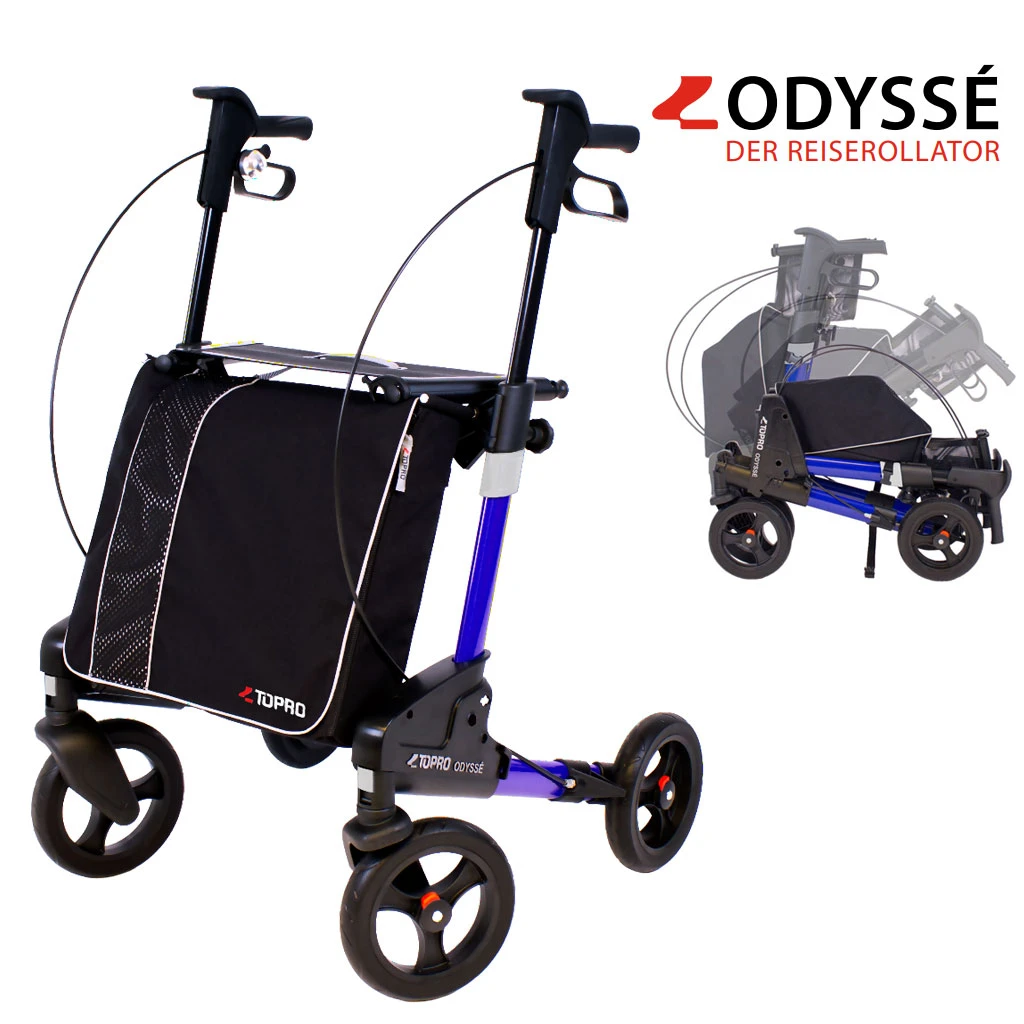 Rollator Topro Odyssé M - Der Reiserollator, 3D-Folding, Inkl. 7 Jahre Garantie, Mehrfach Faltbar, Fb. Ultramarin, Inkl. Tasche, Körpergröße 150-200cm, Bis 150kg 3 Rollator Topro Odyssé M - Der Reiserollator, 3D-Folding, Inkl. 7 Jahre Garantie, Mehrfach Faltbar, Fb. Ultramarin, Inkl. Tasche, Körpergröße 150-200cm, Bis 150kg