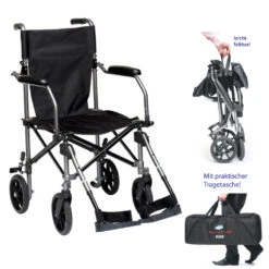 Drive Travelite Reise- Und Transport-Rollstuhl, Nur 9,3 Kg Leicht, Ideal Für Den Gelegentlichen Gebrauch, Bis 115kg Belastbar