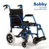 Vermeiren BOBBY Transportrollstuhl, Ideale Reiserollstuhl, Faltbar, Gewicht Nur 9.4 Kg, Mit Bremse Für Begleitperson, Rücken Abklappbar, Bis 115kg