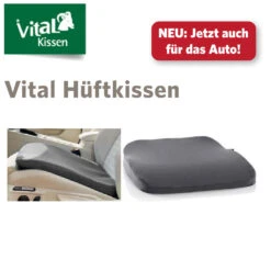 Vital Mobil Hüftkissen, Kissen MOBIL/AUTO (44x47x6cm) Farbe Anthrazit, Antirutsch-Unterseite