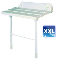RIDDER Duschklappsitz XXL, Mit Stützbeinen, Bis 250kg Belastbar, Extra Stabile Ausführung, Sitz 51x23cm