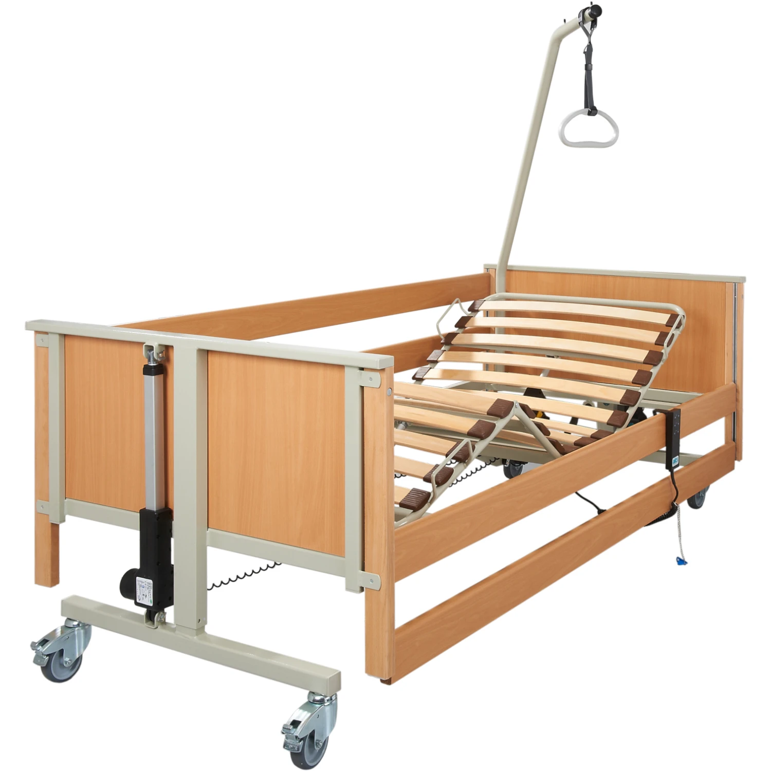AKS L4 SMPS Pflegebett, Das Variable Leichtgewichtsbett Mit Holz-Liegefläche, Das Senioren-Pflegebett, Bis 150kg 4 AKS L4 SMPS Pflegebett, Das Variable Leichtgewichtsbett Mit Holz-Liegefläche, Das Senioren-Pflegebett, Bis 150kg – Bild 2