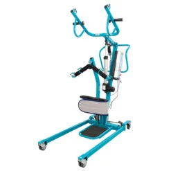 AKS DUALO AKTIV Neu, Aufstehhilfe, HMV, Patientenlifter, Bis 150kg, Stehlifter Mit Trittbrett Und Schienbeinstütze, Inkl. Hebearm Aktiv Smart Mit Extra Haltegriffen (ohne Gurt) -Coloplast Verkaufsgeschäft aks dualo Aktiv Seitengriffe aufgerichtet Rcksl kl