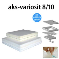 Aks Variosit 8 / 10 Schaumstoff-Würfelsitzkissen Zur Individuellen Versorgung Im Rollstuhl, Bis Grad IV (EPUAP), 20-80kg Bzw. 70-130kg, Inkoair-Sitzkissenbezug