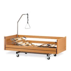 Bock Belluno Buche Pflegebett, 4-geteilt, Aufrichter Mit Triangelgriff, Integrierte Holz-Seitensicherungen, Federholzleisten, 90x200cm Liegefläche, Bis 165 Kg